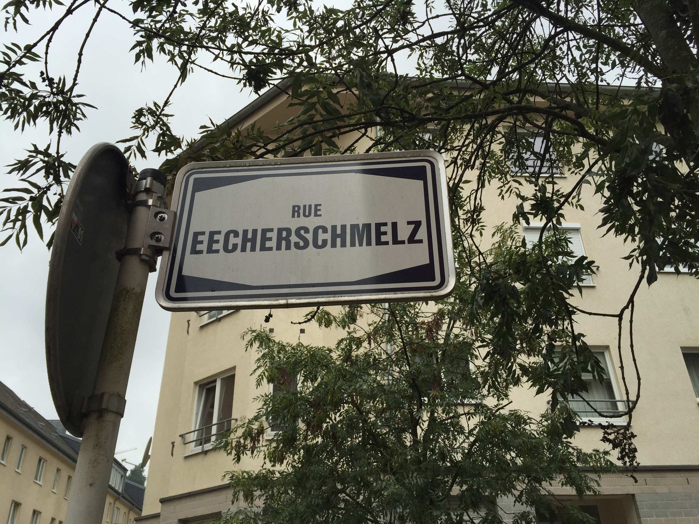 Straßenschild "Rue Eecherschmelz" Sitz der Kindernothilfe Luxembourg (Quelle: Kindernothilfe) Straßenschild "Rue Eecherschmelz" Sitz der Kindernothilfe Luxembourg (Quelle: Kindernothilfe)